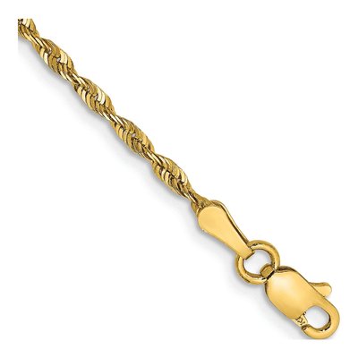 14K Yellow Gold 2mm Diamond-Cut Rope Chain Bracelet