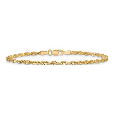 14K Yellow Gold 2.5mm Diamond-Cut Rope Chain Bracelet – view 5