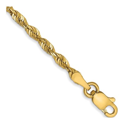 14K Yellow Gold 2.5mm Diamond-Cut Rope Chain Bracelet
