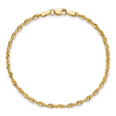 14K Yellow Gold 2.5mm Diamond-Cut Rope Chain Anklet – view 6