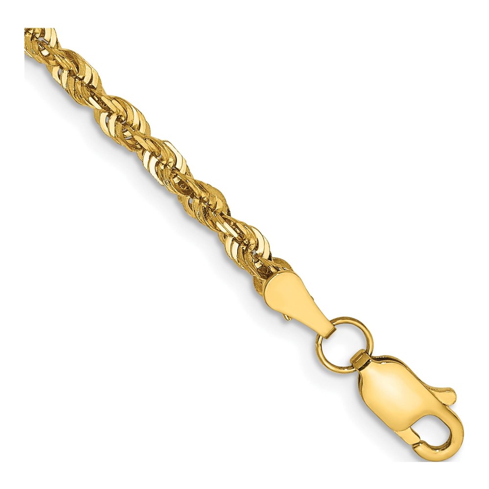 14K Yellow Gold 10 Inch 2.75mm Ultra Diamond-Cut Rope With Lobster Clasp Anklet