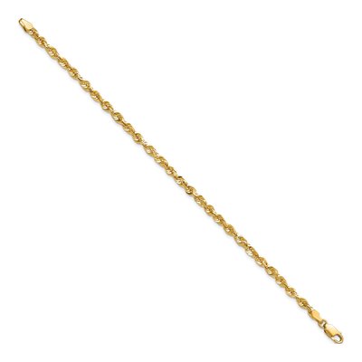 14K Yellow Gold 4mm Diamond-Cut Rope Chain Bracelet – view 3