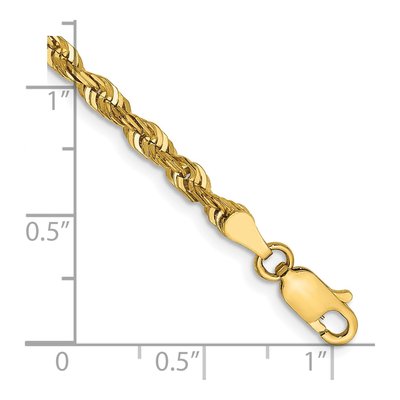 14K Yellow Gold 4mm Diamond-Cut Rope Chain Bracelet – view 4