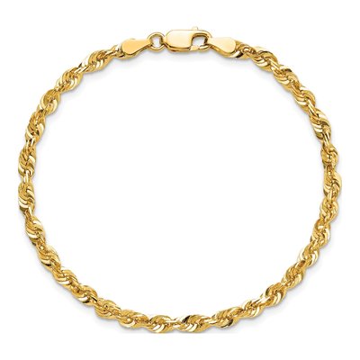 14K Yellow Gold 4mm Diamond-Cut Rope Chain Bracelet – view 6