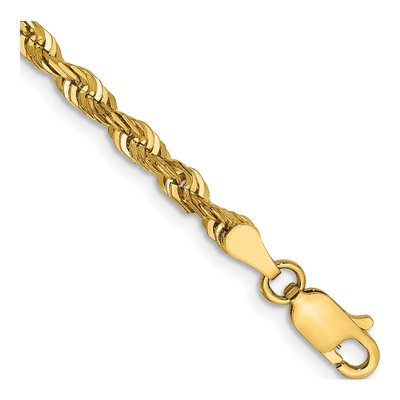 14K Yellow Gold 4mm Diamond-Cut Rope Chain Bracelet