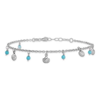 Sterling Silver Turquoise Shell Anklet – view 3