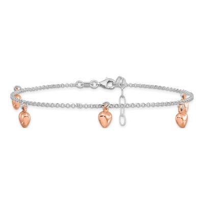 Rose Gold-Plated Sterling Silver Heart Anklet – view 3