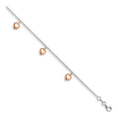 Rose Gold-Plated Sterling Silver Heart Anklet