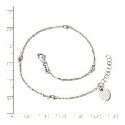 Sterling Silver Heart Dangle Anklet – view 4