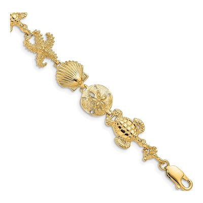 14K Yellow Gold Sea Life Theme Bracelet