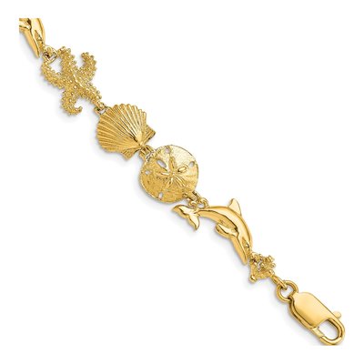 14K Yellow Gold Seashore Theme Bracelet