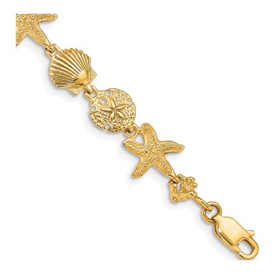 14K Yellow Gold Sea Shell Theme Bracelet
