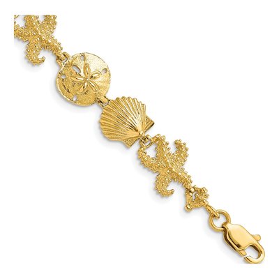 14K Yellow Gold Seashell Theme Bracelet