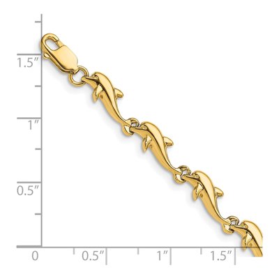 14K Yellow Gold Dolphin Bracelet – view 4