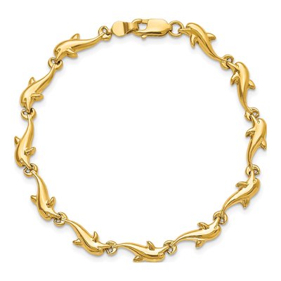 14K Yellow Gold Dolphin Bracelet – view 5