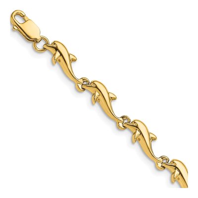 14K Yellow Gold Dolphin Bracelet
