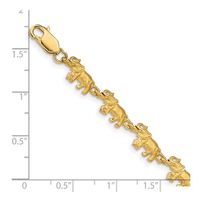 14K Yellow Gold Diamond-Cut Elephant Bracelet – view 4