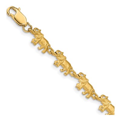 14K Yellow Gold Diamond-Cut Elephant Bracelet