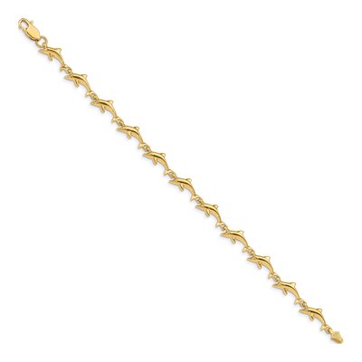 14K Yellow Gold Dolphin Bracelet – view 3