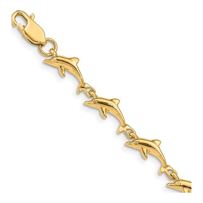 14K Yellow Gold Dolphin Bracelet