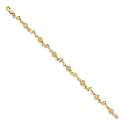 14K Yellow Gold Dolphin Sea Shell Bracelet – view 2