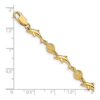 14K Yellow Gold Dolphin Sea Shell Bracelet – view 3