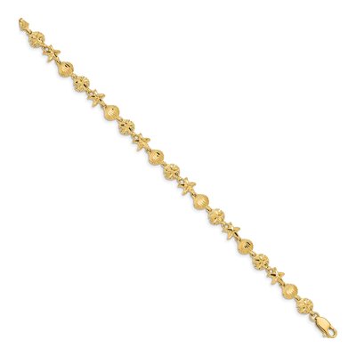 14K Yellow Gold Starfish Sand Dollar Shell Bracelet – view 2