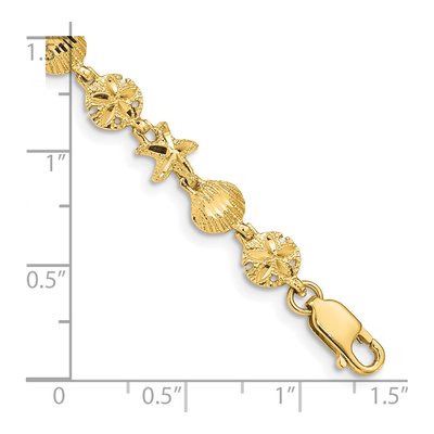 14K Yellow Gold Starfish Sand Dollar Shell Bracelet – view 3