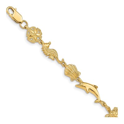 14K Yellow Gold Sea Life Bracelet