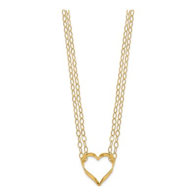 14K Yellow Gold Double Strand Heart Pendant Necklace – view 3