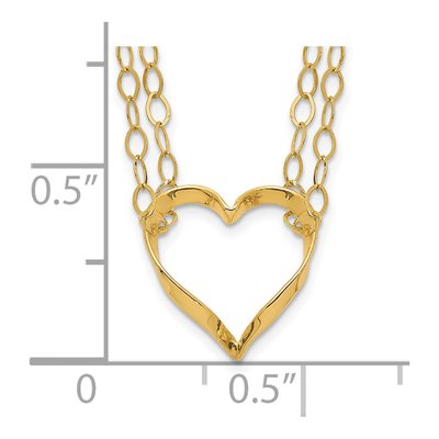 14K Yellow Gold Double Strand Heart Pendant Necklace – view 4