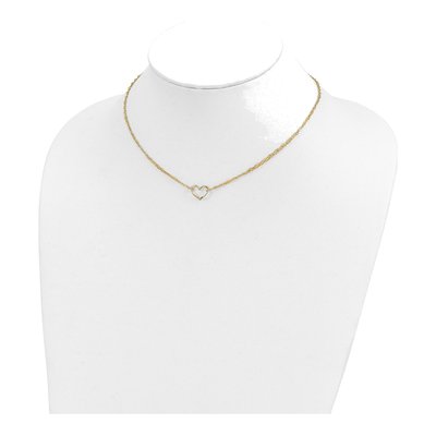 14K Yellow Gold Double Strand Heart Pendant Necklace – view 5