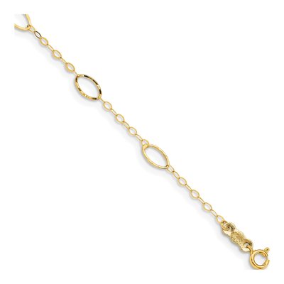 14K Yellow Gold Diamond-Cut Oval Bracelet