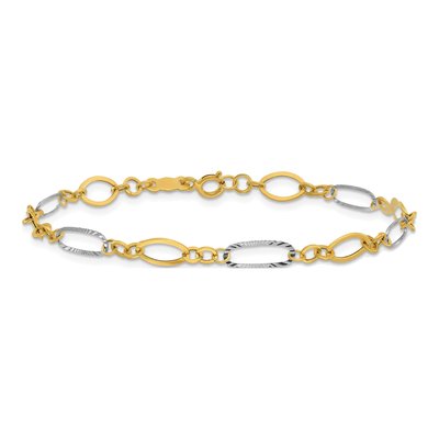 14K Two-Tone Gold Oval Link Bracelet – view 4