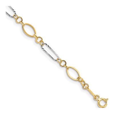 14K Two-Tone Gold Oval Link Bracelet