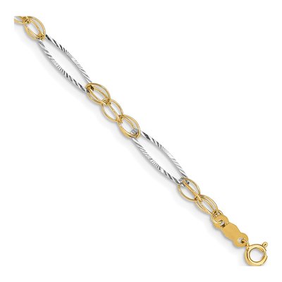 14K Two-Tone Gold Oval Link Bracelet