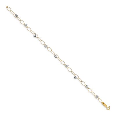 14K Two-Tone Gold Puffed Star Link Bracelet – view 3