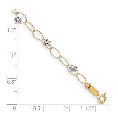 14K Two-Tone Gold Puffed Star Link Bracelet – view 4