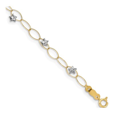 14K Two-Tone Gold Puffed Star Link Bracelet