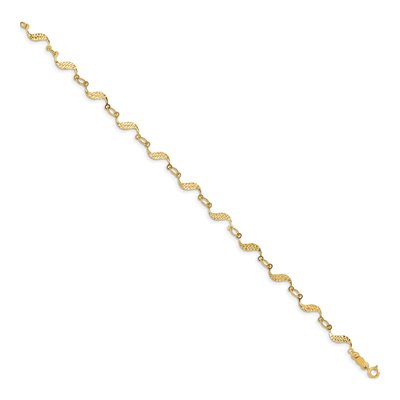 14K Yellow Gold Diamond-Cut Wavy Link Bracelet – view 3