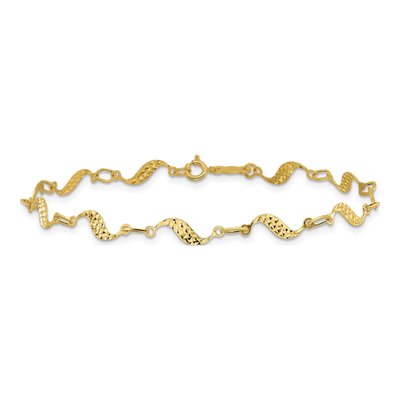 14K Yellow Gold Diamond-Cut Wavy Link Bracelet – view 4