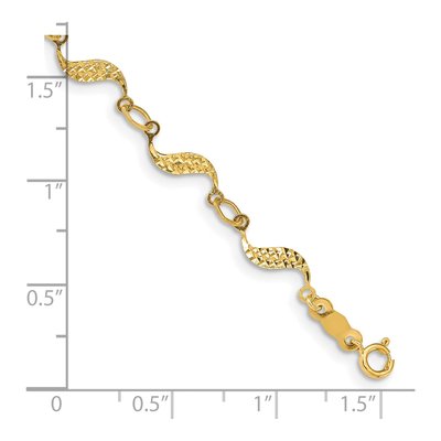 14K Yellow Gold Diamond-Cut Wavy Link Bracelet – view 5