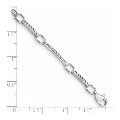 14K White Gold 4mm Semi-Solid Oval Bar Link Chain Bracelet – view 5