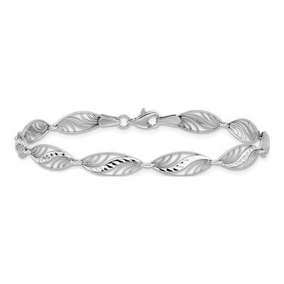 14K White Gold 6mm Filigree Oval Fancy Link Chain Bracelet – view 4