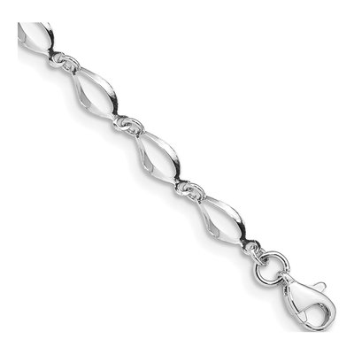 14K White Gold 5mm Semi-Solid Twisted Link Chain Bracelet