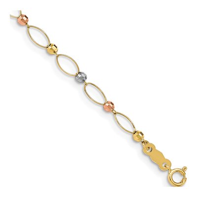 14K Tri-Color Gold Kids' Oval Link Bracelet