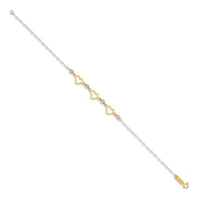 14K Two-Tone Gold Hearts Bracelet – view 2