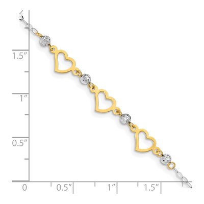 14K Two-Tone Gold Hearts Bracelet – view 4
