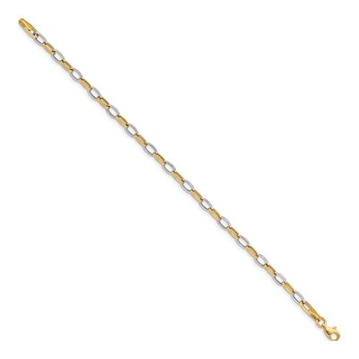 14K Two-Tone Gold 4mm Hollow Oval Cable Link Chain Bracelet – view 3