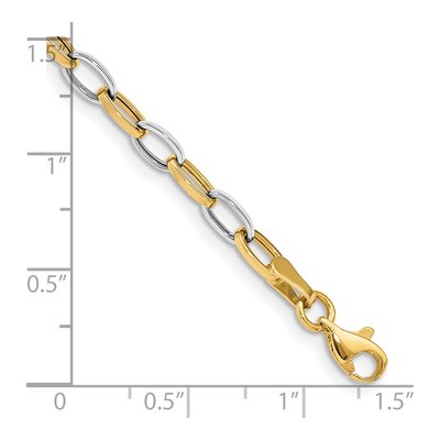 14K Two-Tone Gold 4mm Hollow Oval Cable Link Chain Bracelet – view 5
